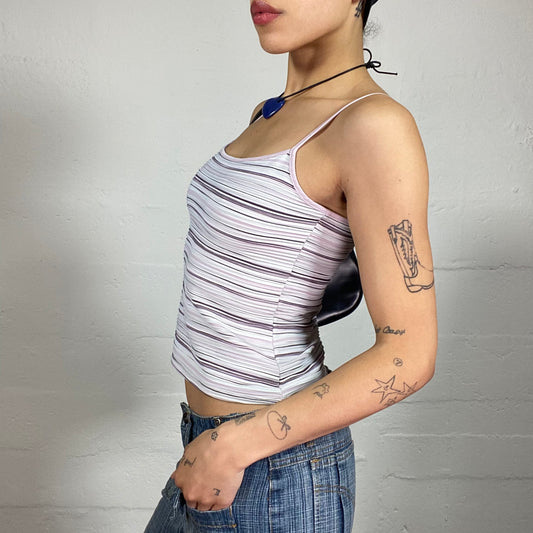 Vintage 2000's Clean Girl Vibe Faded Pink Stripe Printed Cami Top (S)