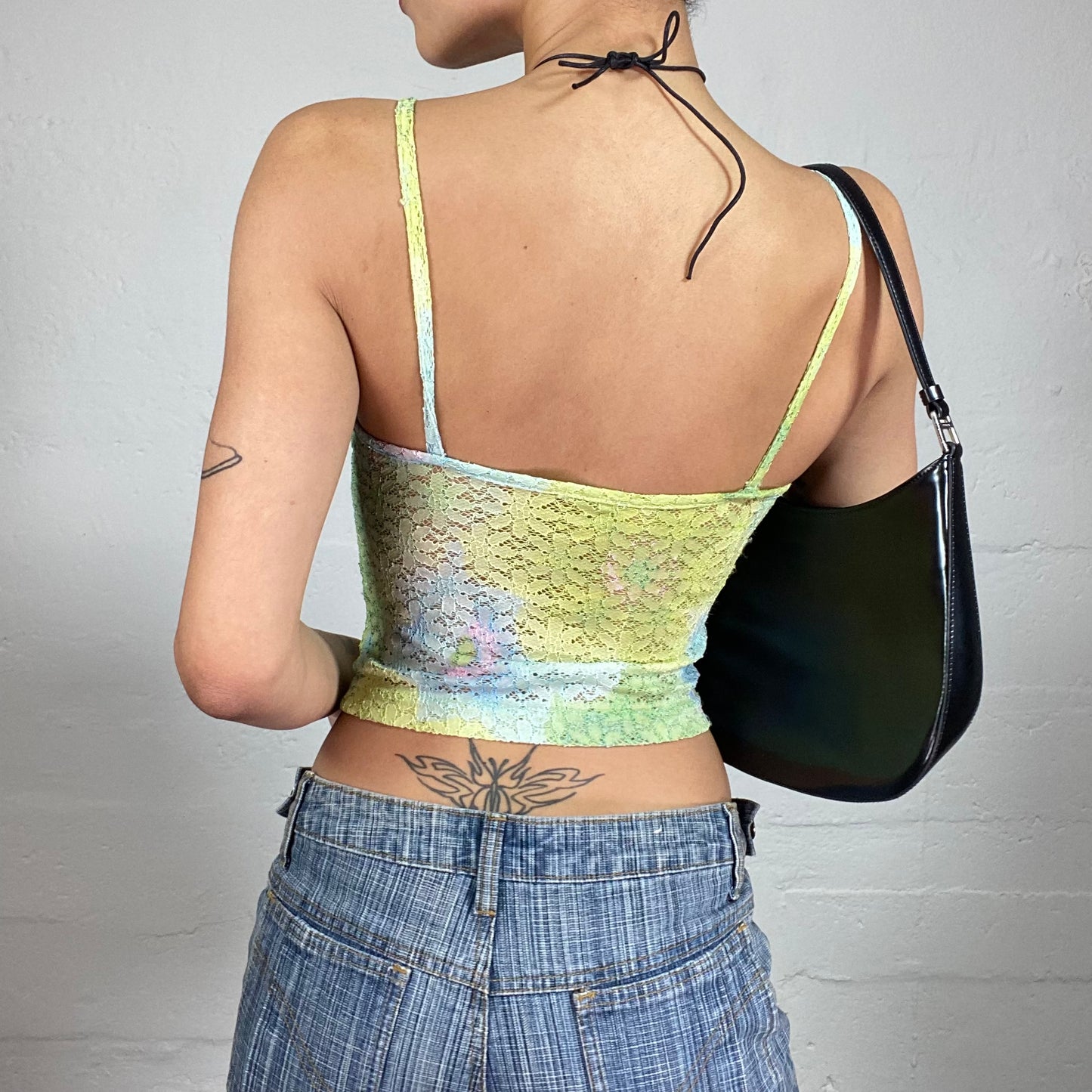 Vintage 2000's Spring Fairy Lace Green and Baby Blue Cami Top (S)