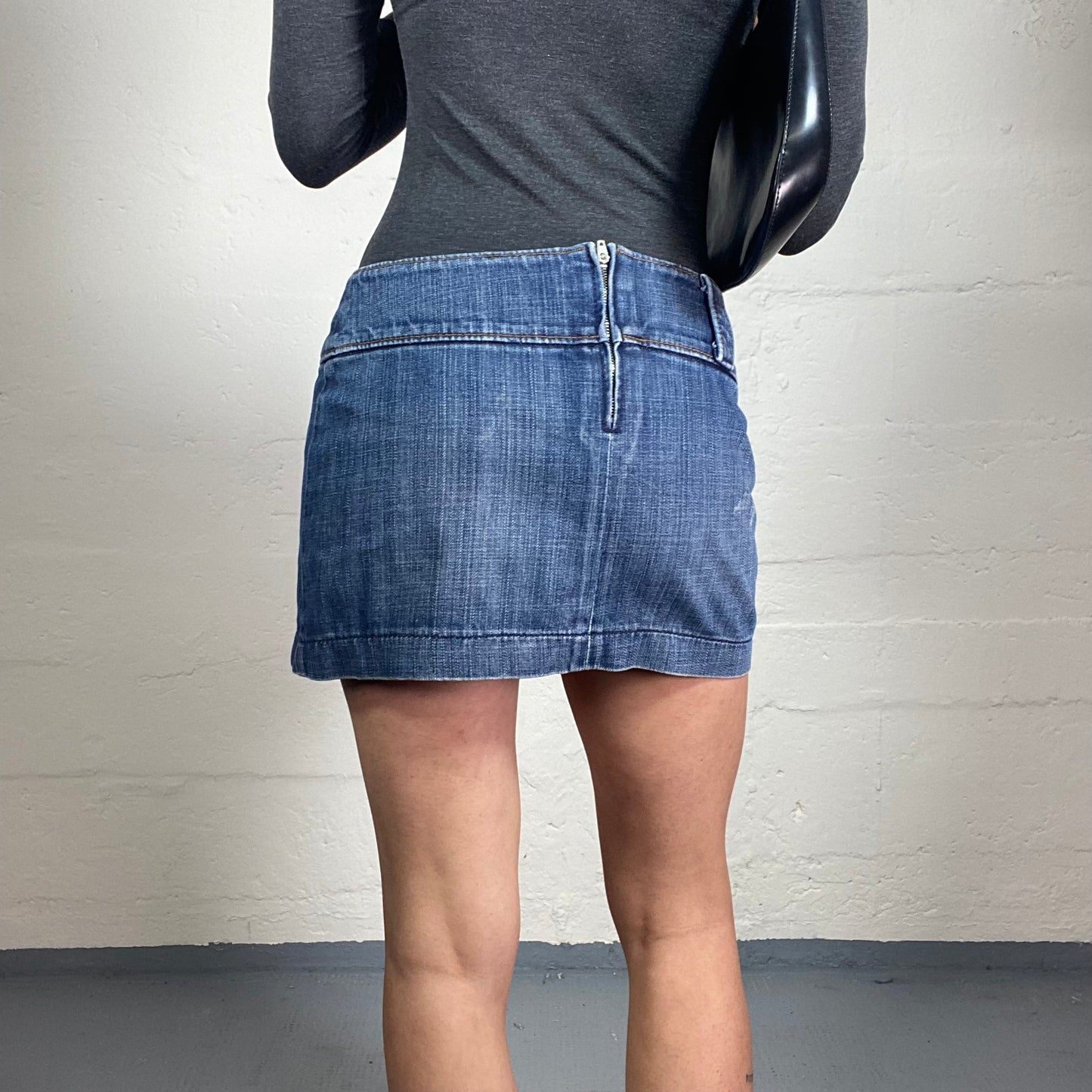 Vintage 2000's Rare Miss Sixty Casual Classic Denim Wide Belt Mini Skirt (S/M)