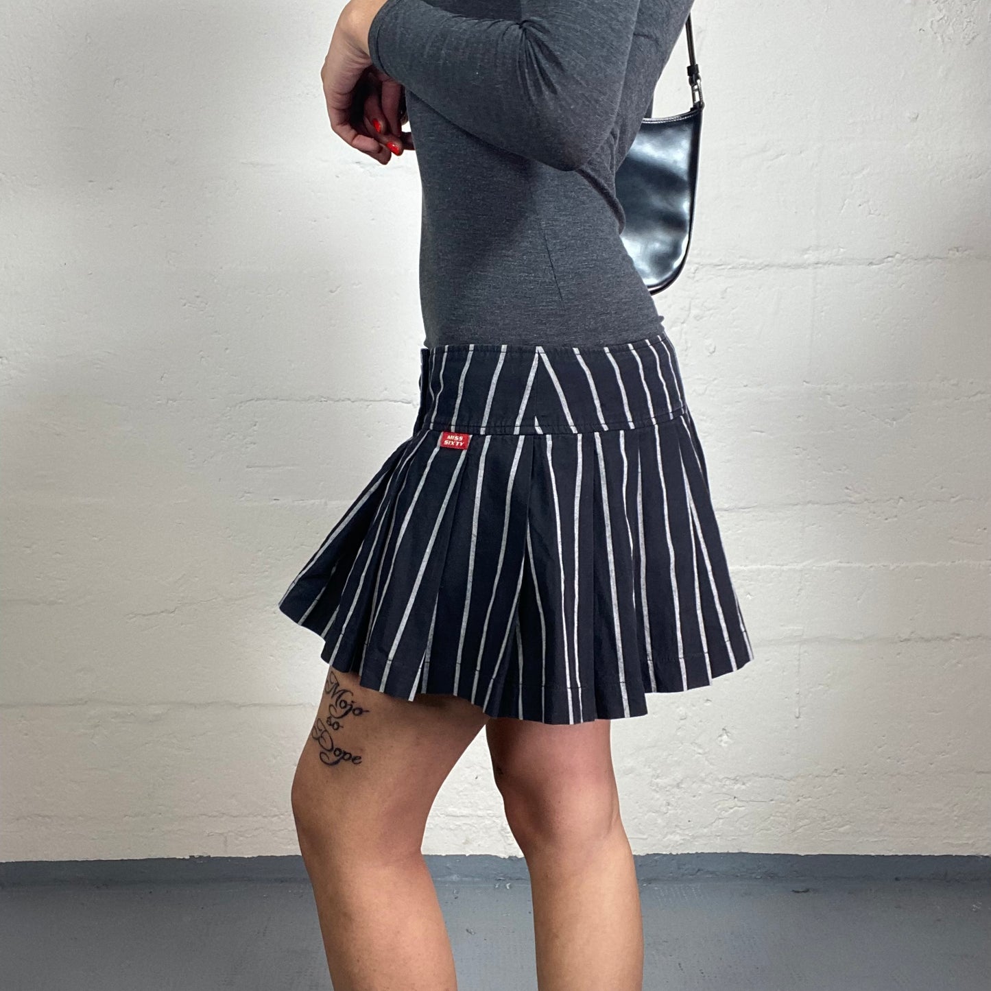 Vintage 2000's Miss Sixty Tennis Girl Black and White Striped Pleated Mini Skirt (S/M)