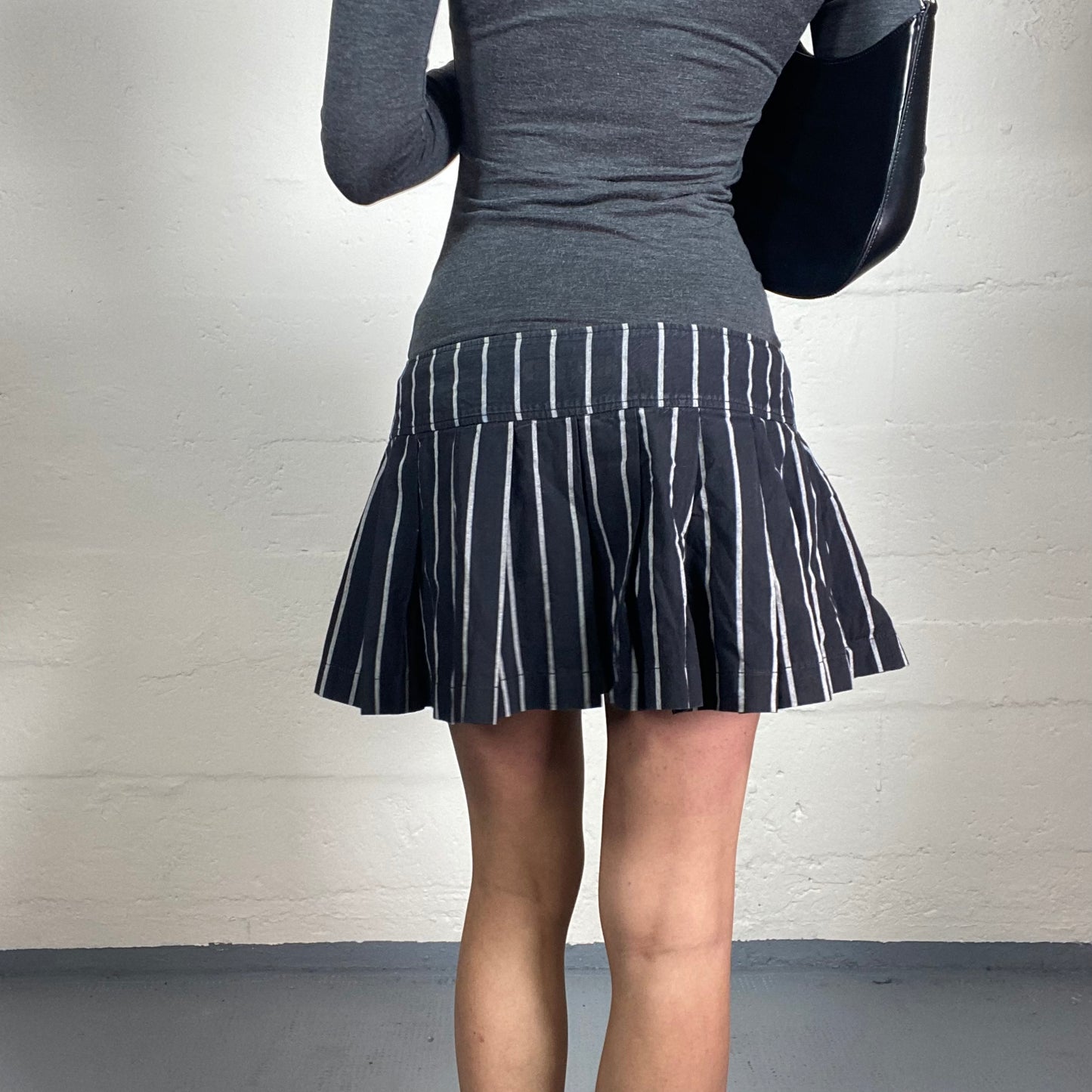 Vintage 2000's Miss Sixty Tennis Girl Black and White Striped Pleated Mini Skirt (S/M)