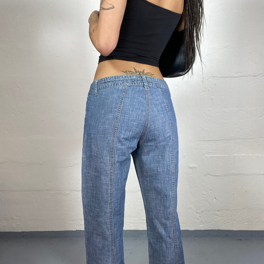 Vintage 90’ Streetwear Mid Rise Blue Denim Jeans with Pocket Details (M)