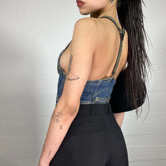 Vintage 2000’ Clubwear Denim Vest with Golden Deatils (M)