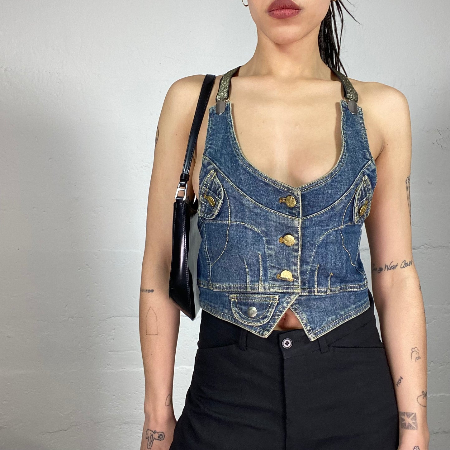 Vintage 2000’ Clubwear Denim Vest with Golden Deatils (M)