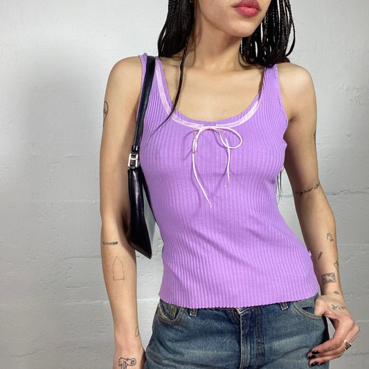 Vintage 90’ Morgan Coquette Romantic Lilac Purple Top with Ribbon Detail