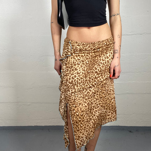 Vintage 2000's Morgan Cheetah Girl Summerwear Low Waisted Animal Print with Side Slit Detail (S/M)