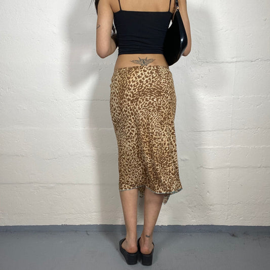 Vintage 2000's Morgan Cheetah Girl Summerwear Low Waisted Animal Print with Side Slit Detail (S/M)