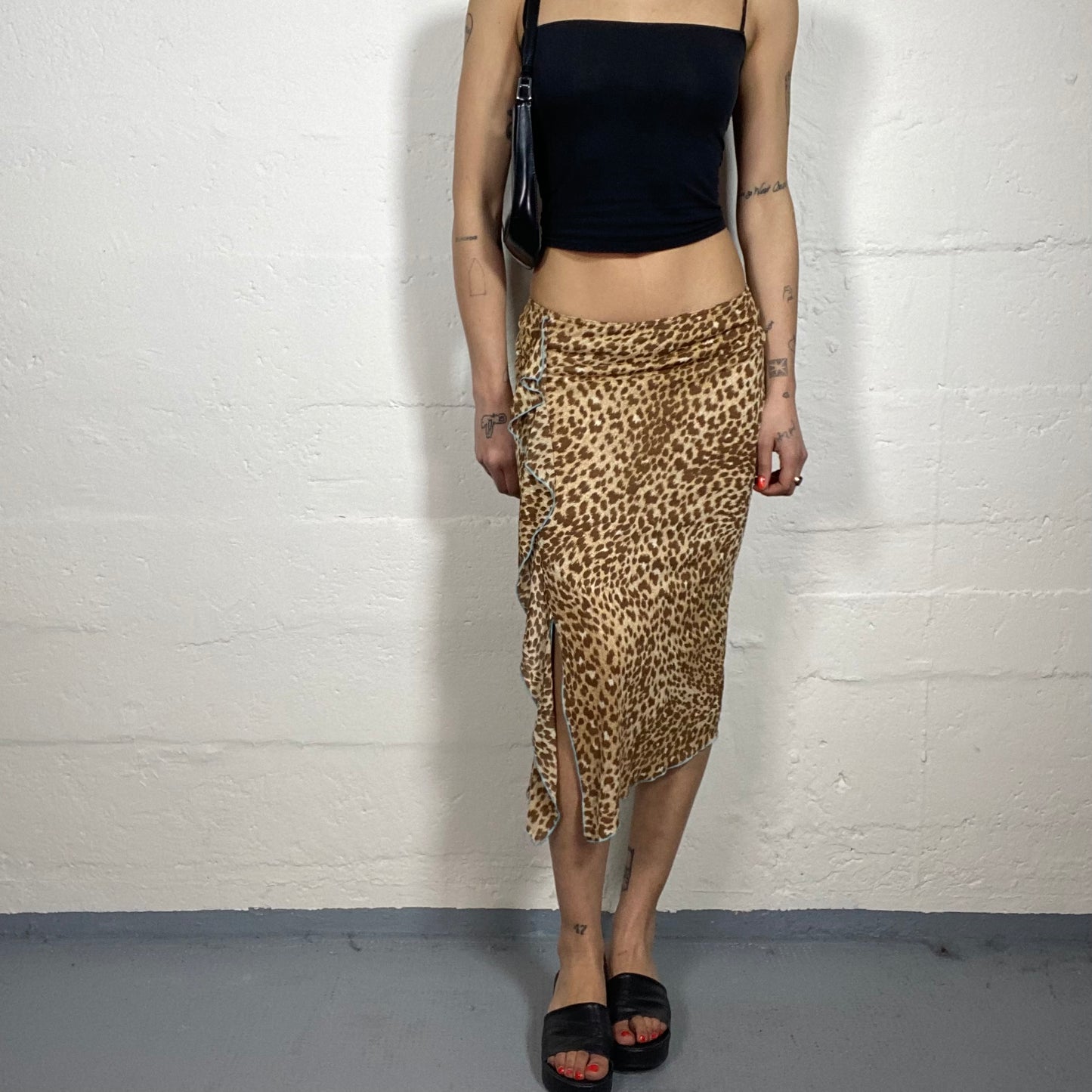 Vintage 2000's Morgan Cheetah Girl Summerwear Low Waisted Animal Print with Side Slit Detail (S/M)