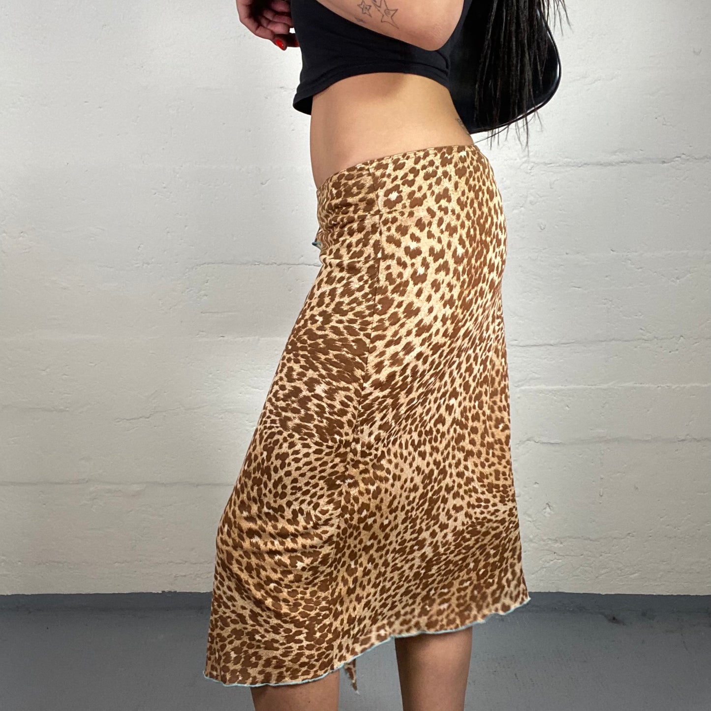 Vintage 2000's Morgan Cheetah Girl Summerwear Low Waisted Animal Print with Side Slit Detail (S/M)