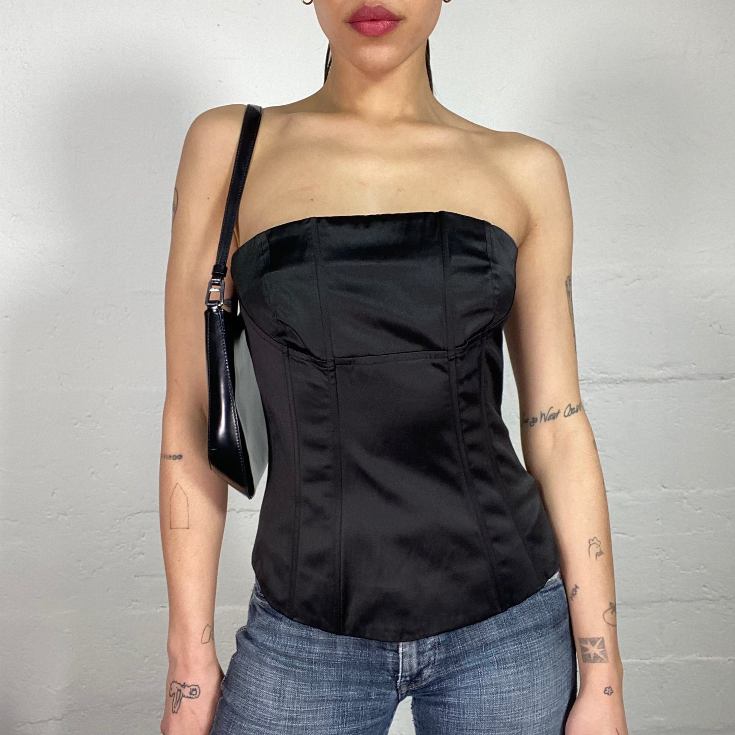 Vintage 90’s Coquette Silky Black Classy Corset Top (M)