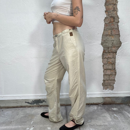 Vintage 90's Downtown Girl Cream Cargo Pants with Toggle Detail (M)