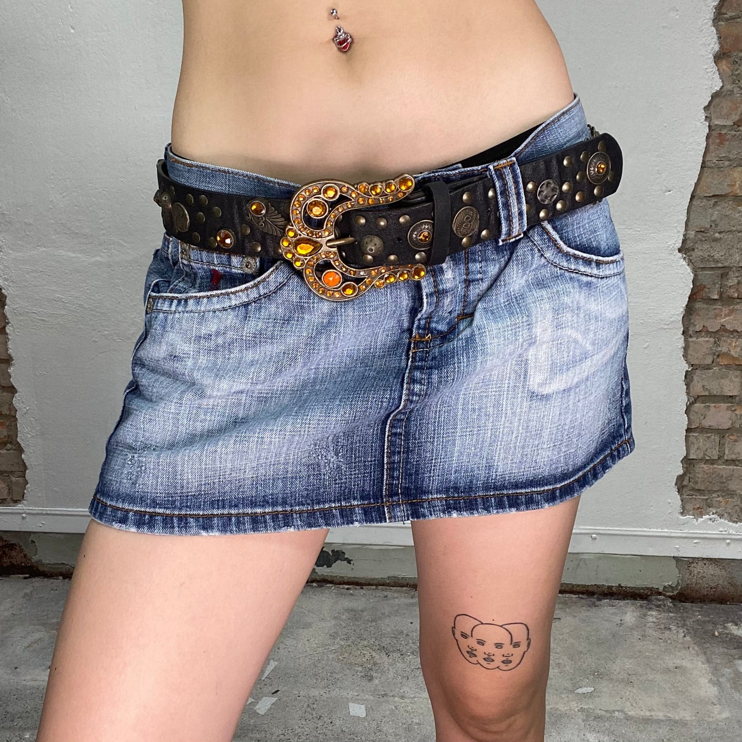Vintage 2000's Western Black Belt with Chunky Buckle and Stud Details