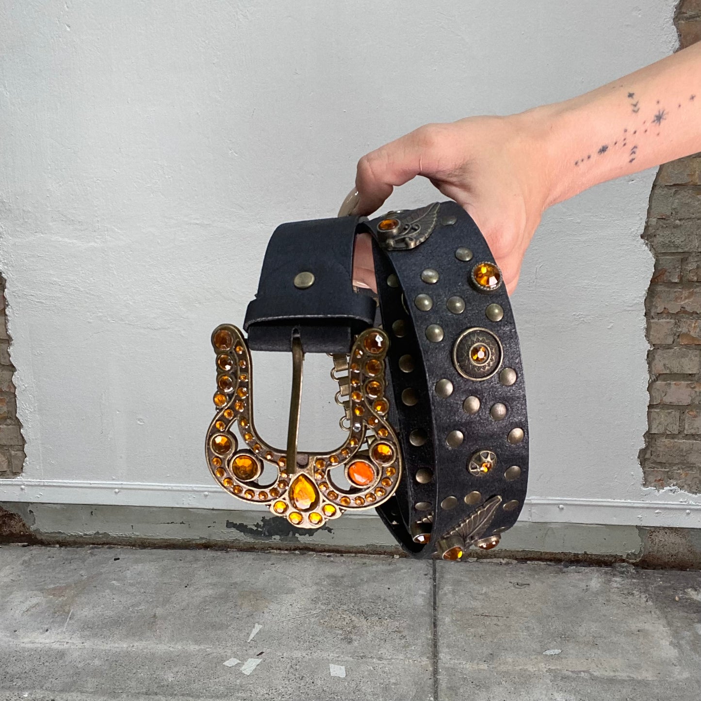Vintage 2000's Western Black Belt with Chunky Buckle and Stud Details
