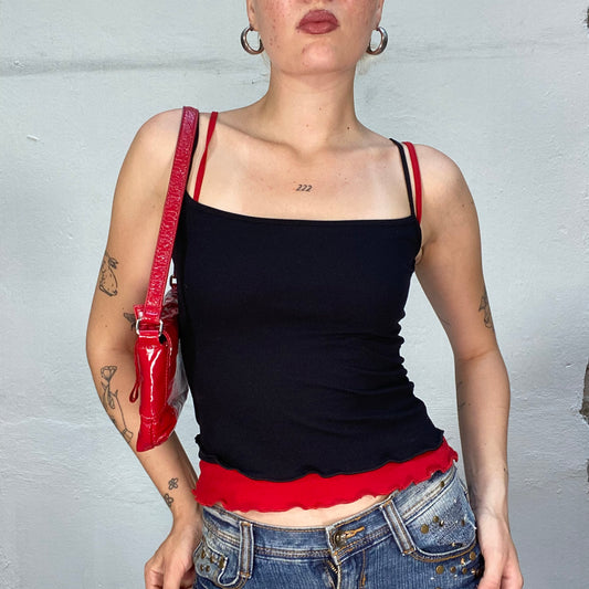 Vintage 2000's Rave Black and Red Double Cami Top with (S)