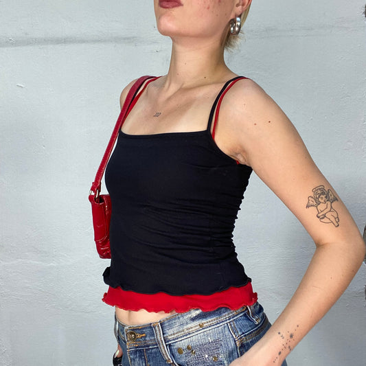 Vintage 2000's Rave Black and Red Double Cami Top with (S)