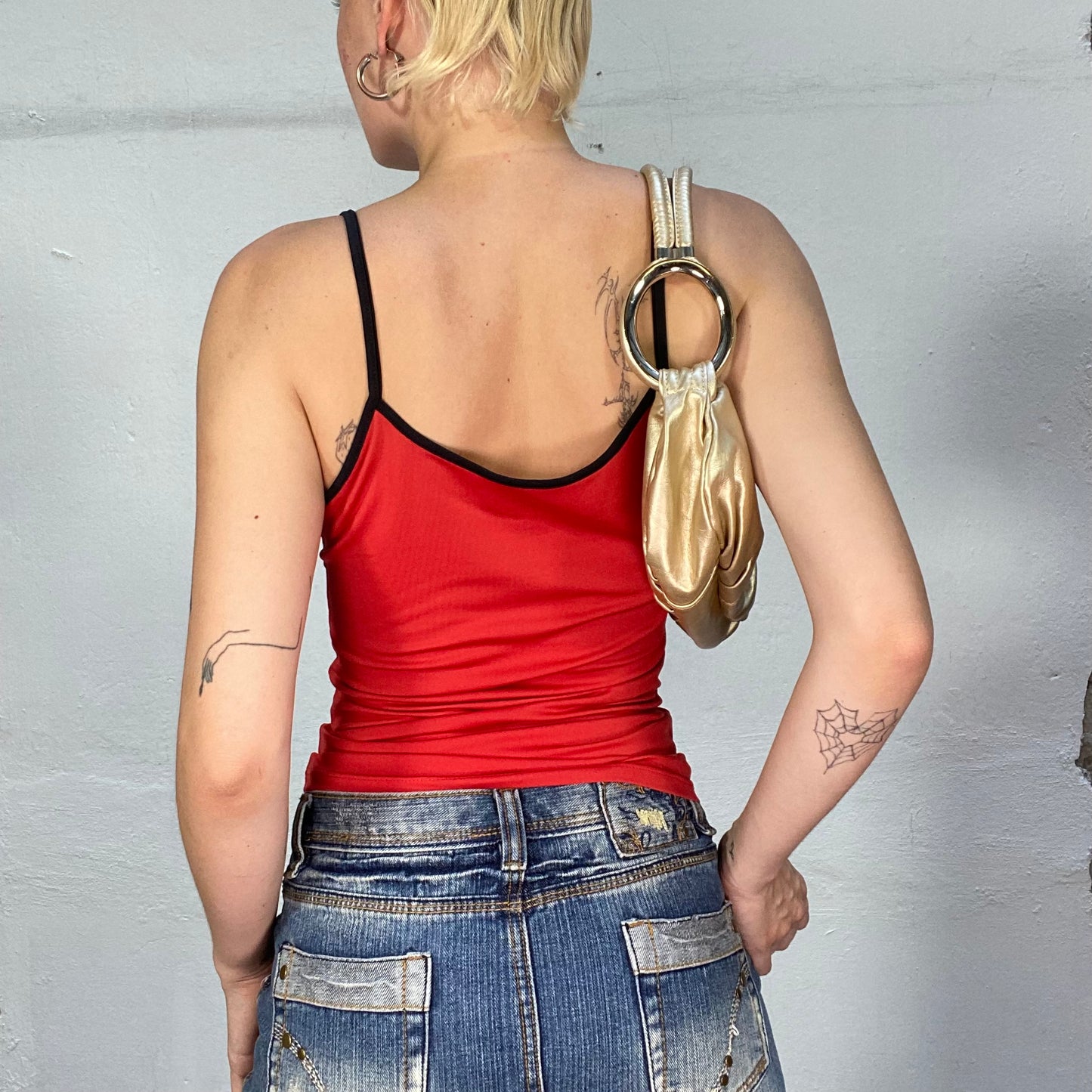 Vintage 90's Streetwear Red Cami Top with Baby Demon Print (S)