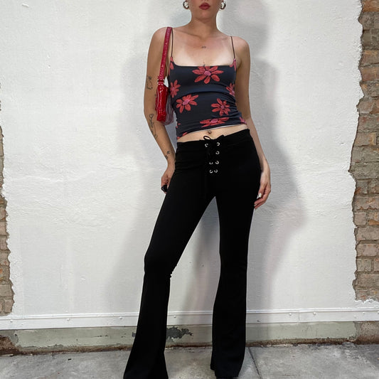 Vintage 2000's Downtown Girl Black Pants with Lace Up Detail (S)