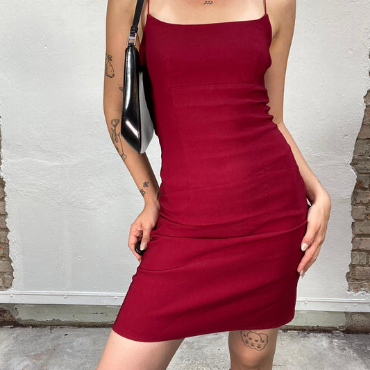 Vintage 2000's Romantic Bella Bordeaux Dress with Bodycon Cut (S)