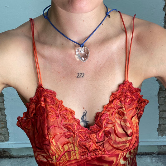 Vintage 2000's Cute Plastic Necklace with Transparent Heart Charm