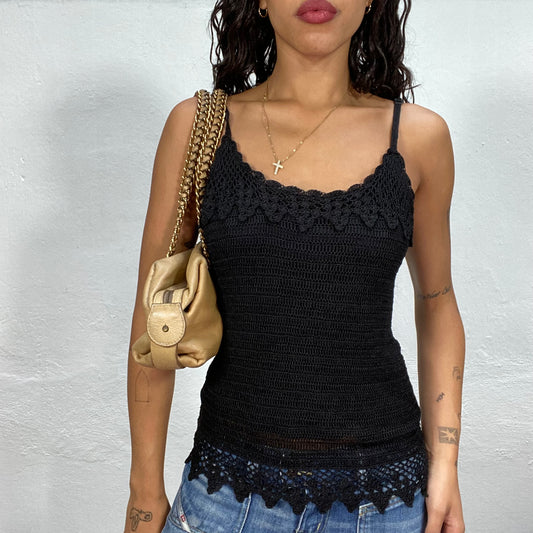 Vintage 2000's Summer Black Crochet Top (S)