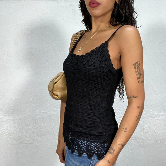 Vintage 2000's Summer Black Crochet Top (S)