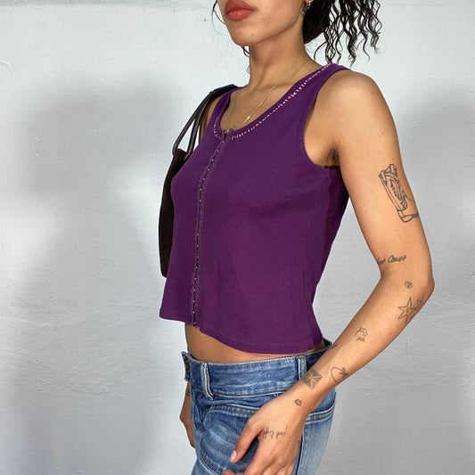 Vintage 2000's Purple Hook Closure Top with Pink Trim Line (S)