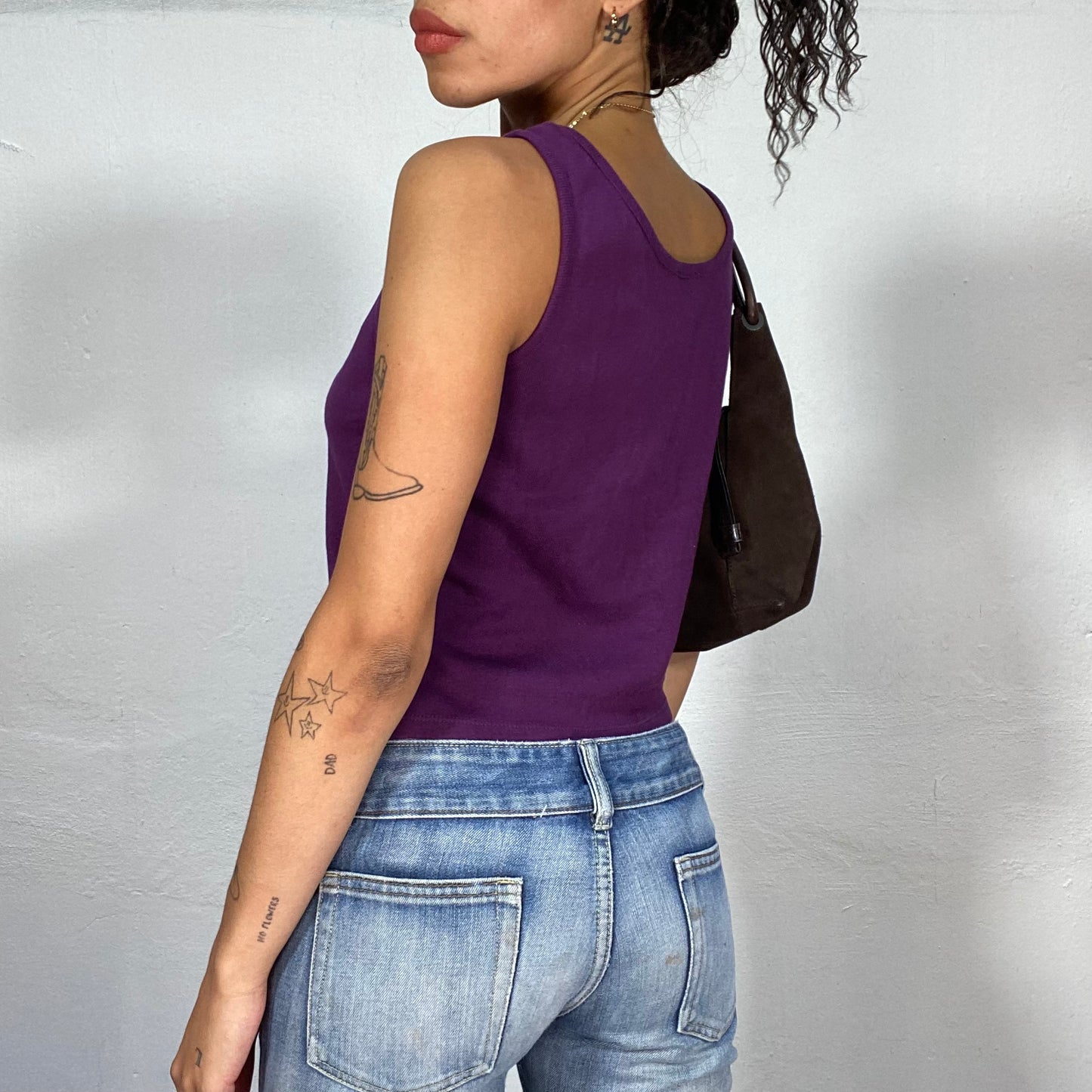 Vintage 2000's Purple Hook Closure Top with Pink Trim Line (S)