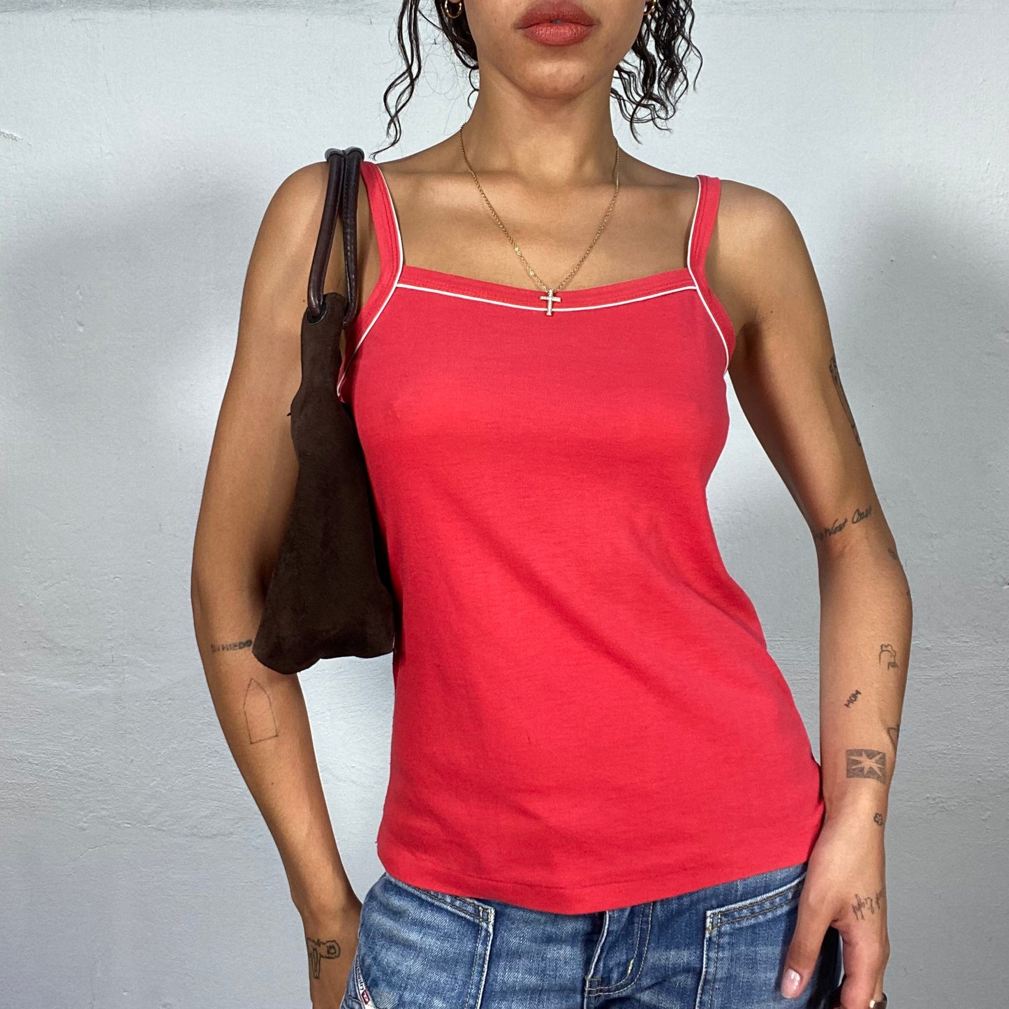 Vintage 2000's Timeless Summer Red Top with White Trim (S)