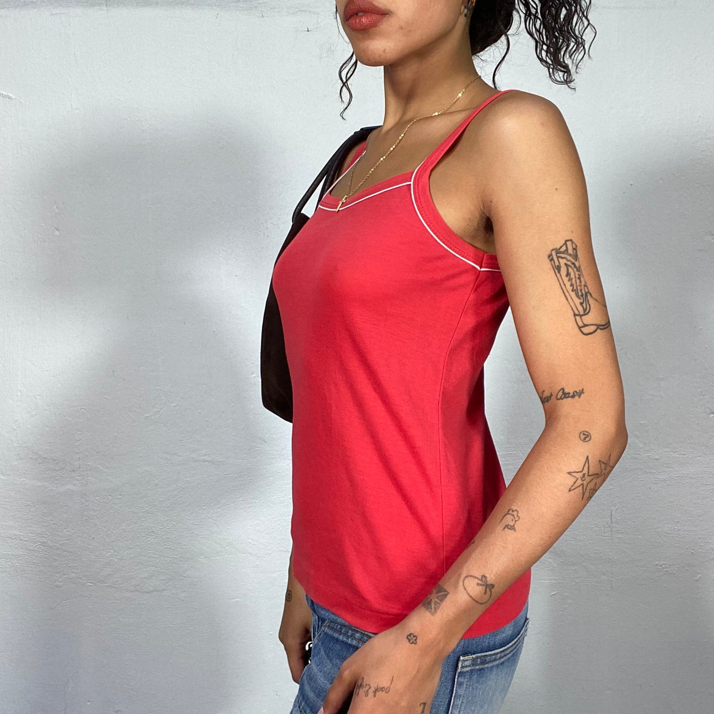 Vintage 2000's Timeless Summer Red Top with White Trim (S)