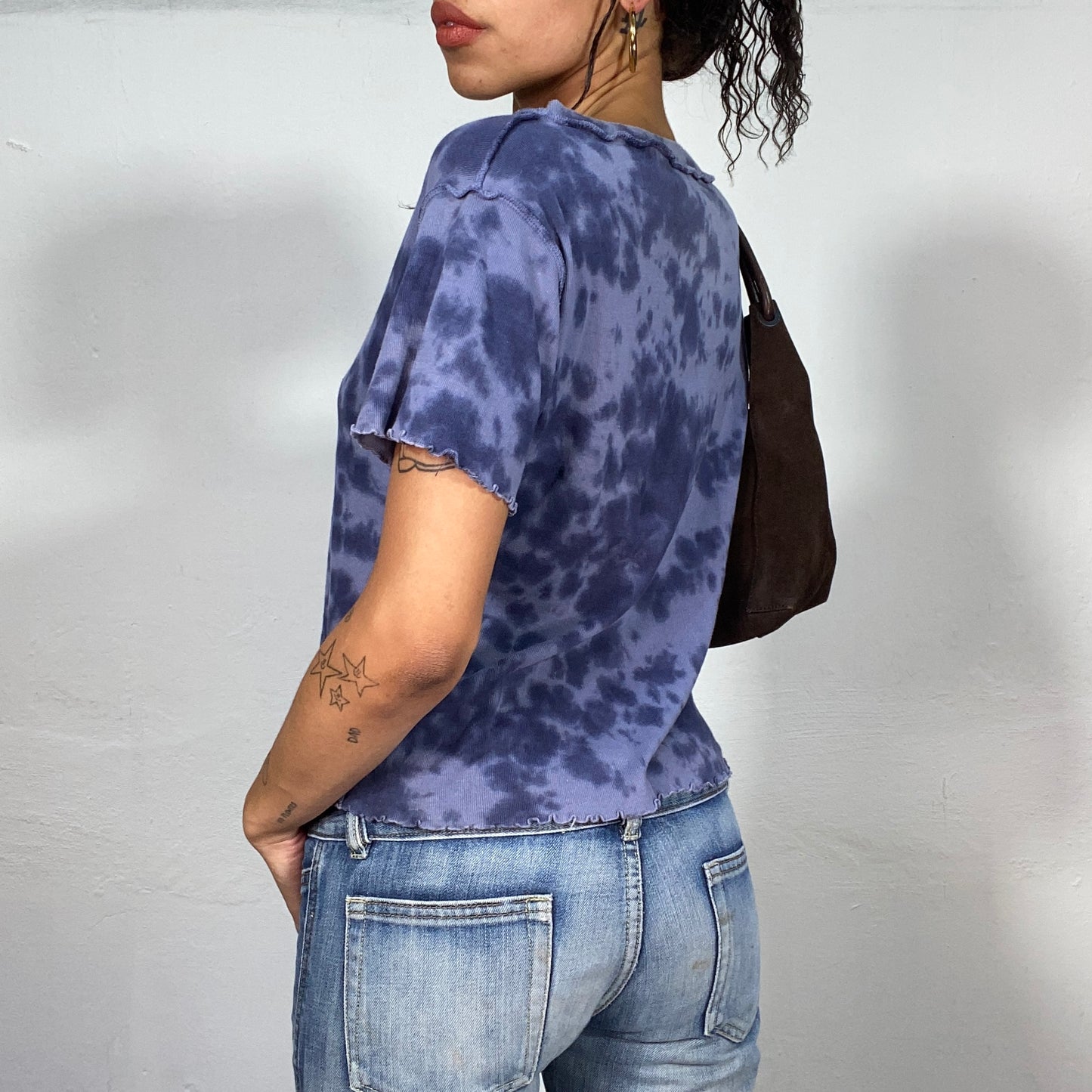 Vintage 2000's Funky Blue Tie Dye Top with "www.Love.Me" Print (S)