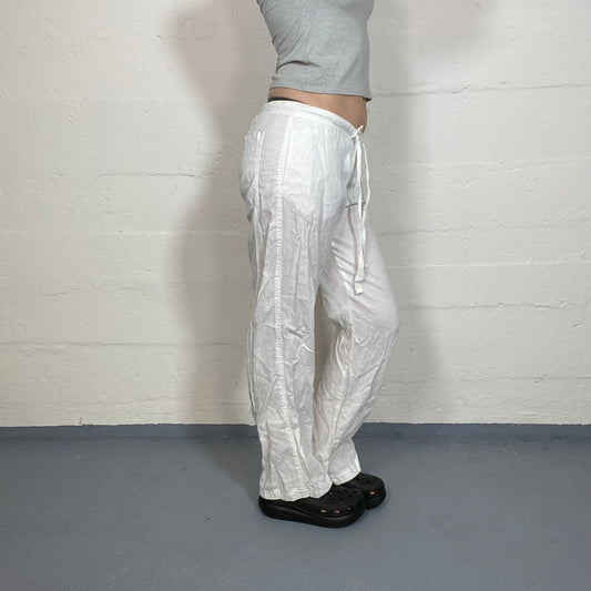 Vintage 90's Britney Spears White Low Waist Cargo Pants to Tie (S/M)