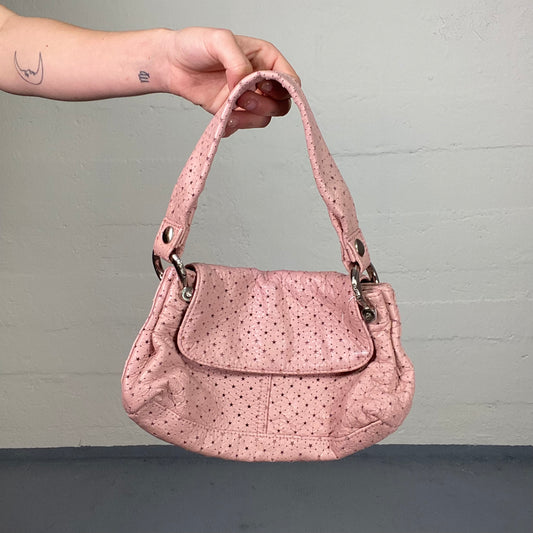 Vintage 2000's GAP Bratz Baby Pink Leather Shoulder Bag with Spotted Stars Detail