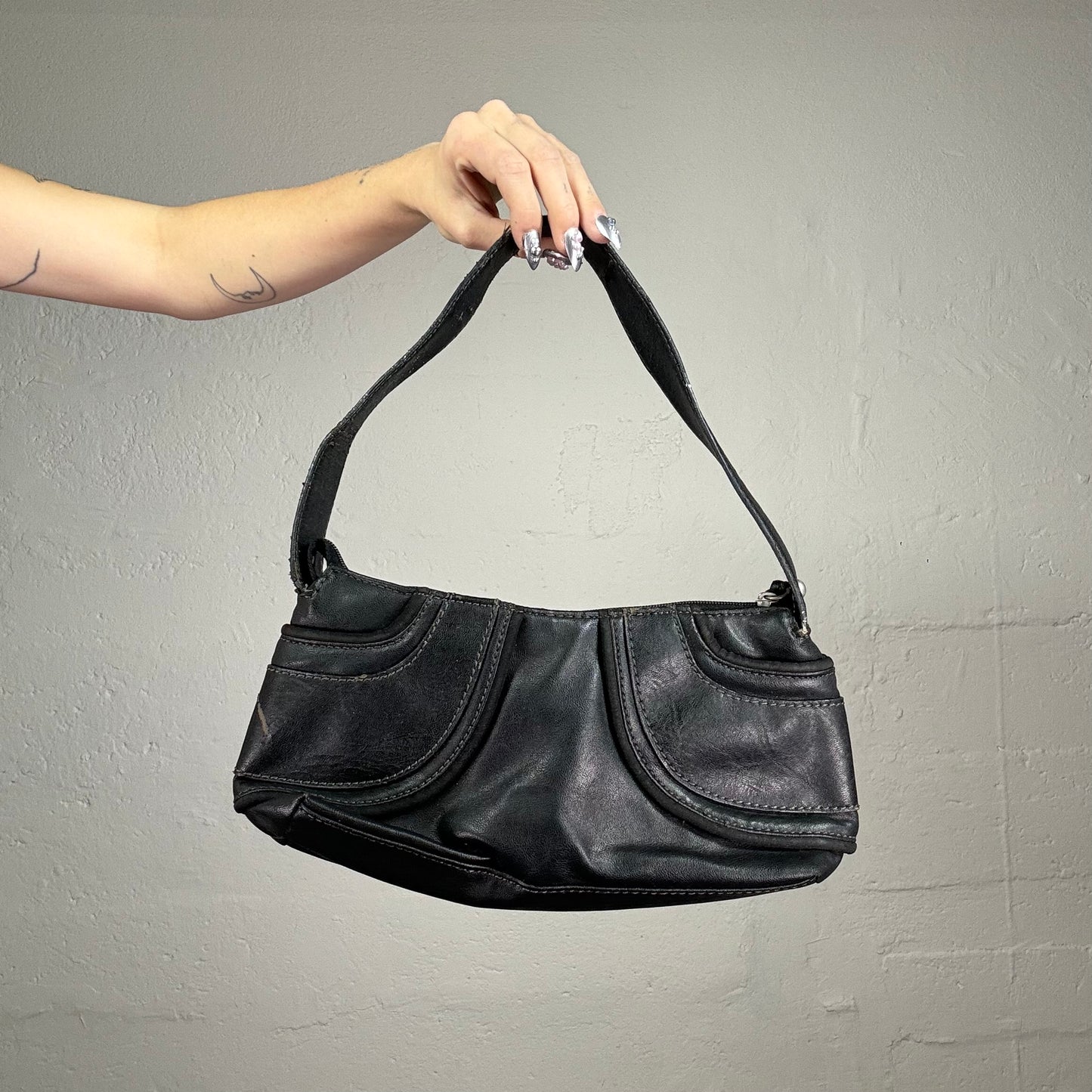 Vintage 90s Model Off Duty Black Mini Shoulder Bag