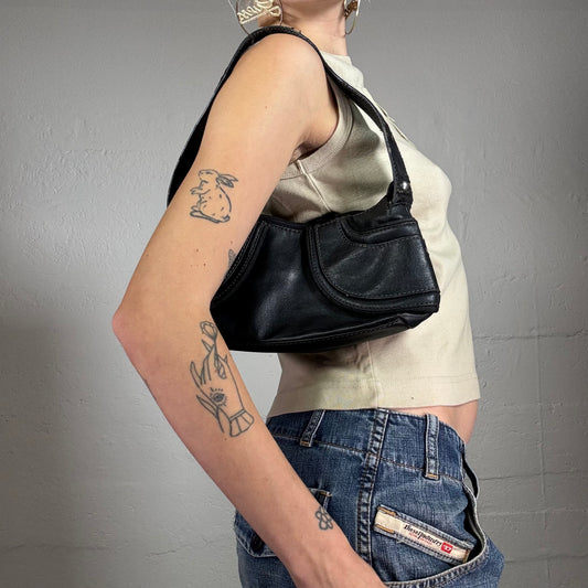 Vintage 90s Model Off Duty Black Mini Shoulder Bag