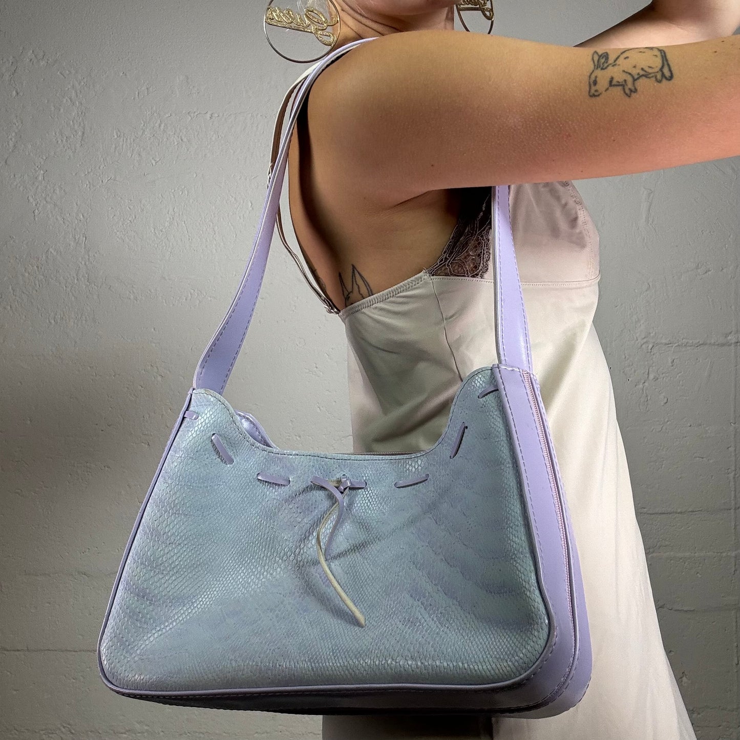 Vintage 2000s Baby Blue Shoulderbag with Bow Detail