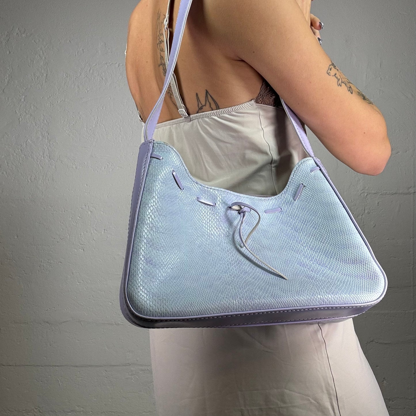 Vintage 2000s Baby Blue Shoulderbag with Bow Detail