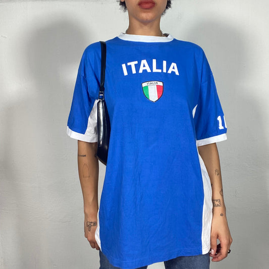 Vintage 90's Football Cora Blue 'Italia' Sports Shirt (XXL)