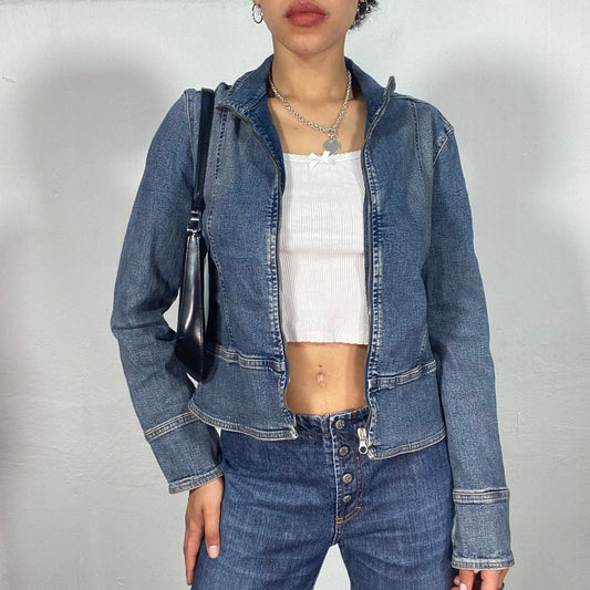 Vintage 90's  Model Off Duty Denim Zip Up Jacket (S/M)