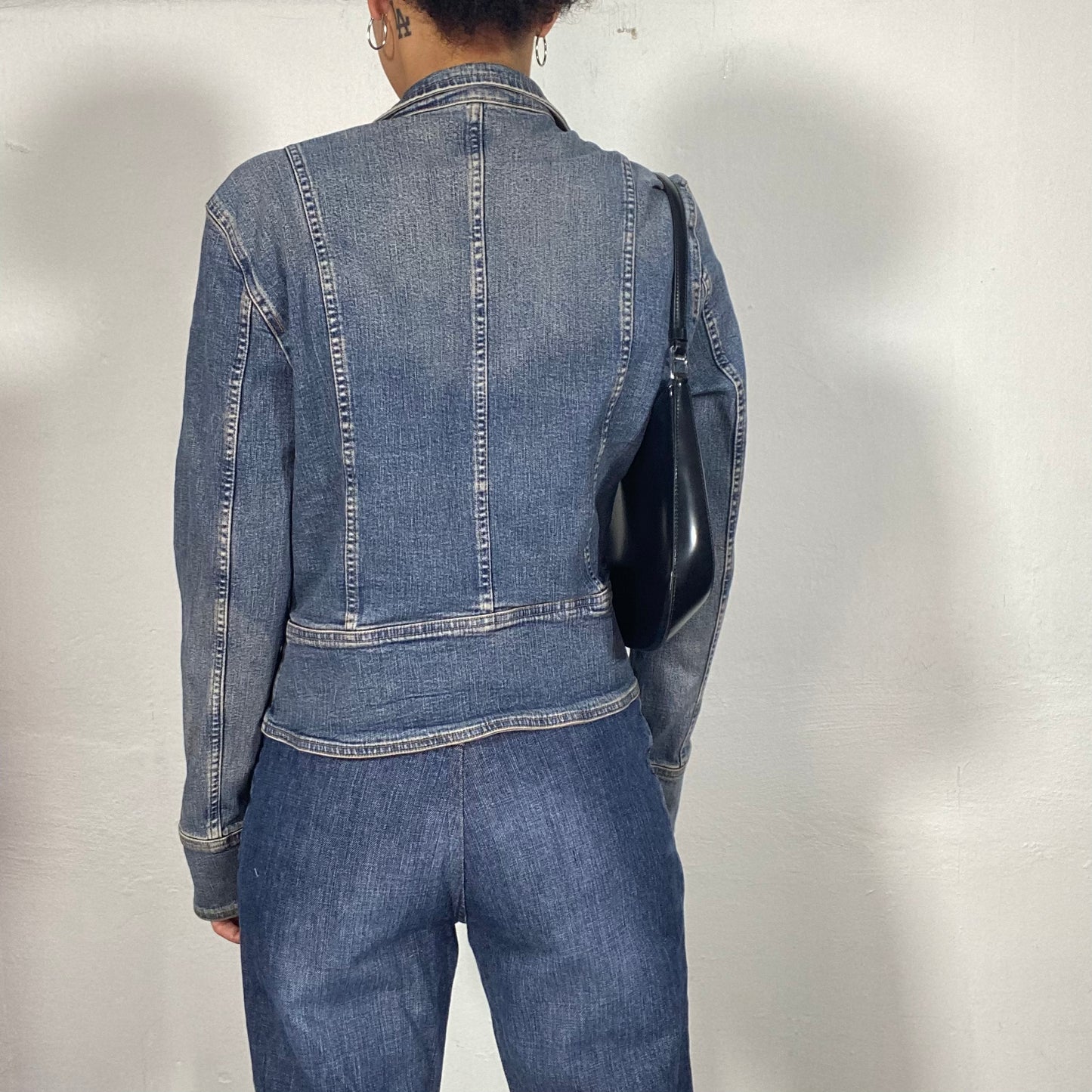 Vintage 90's  Model Off Duty Denim Zip Up Jacket (S/M)