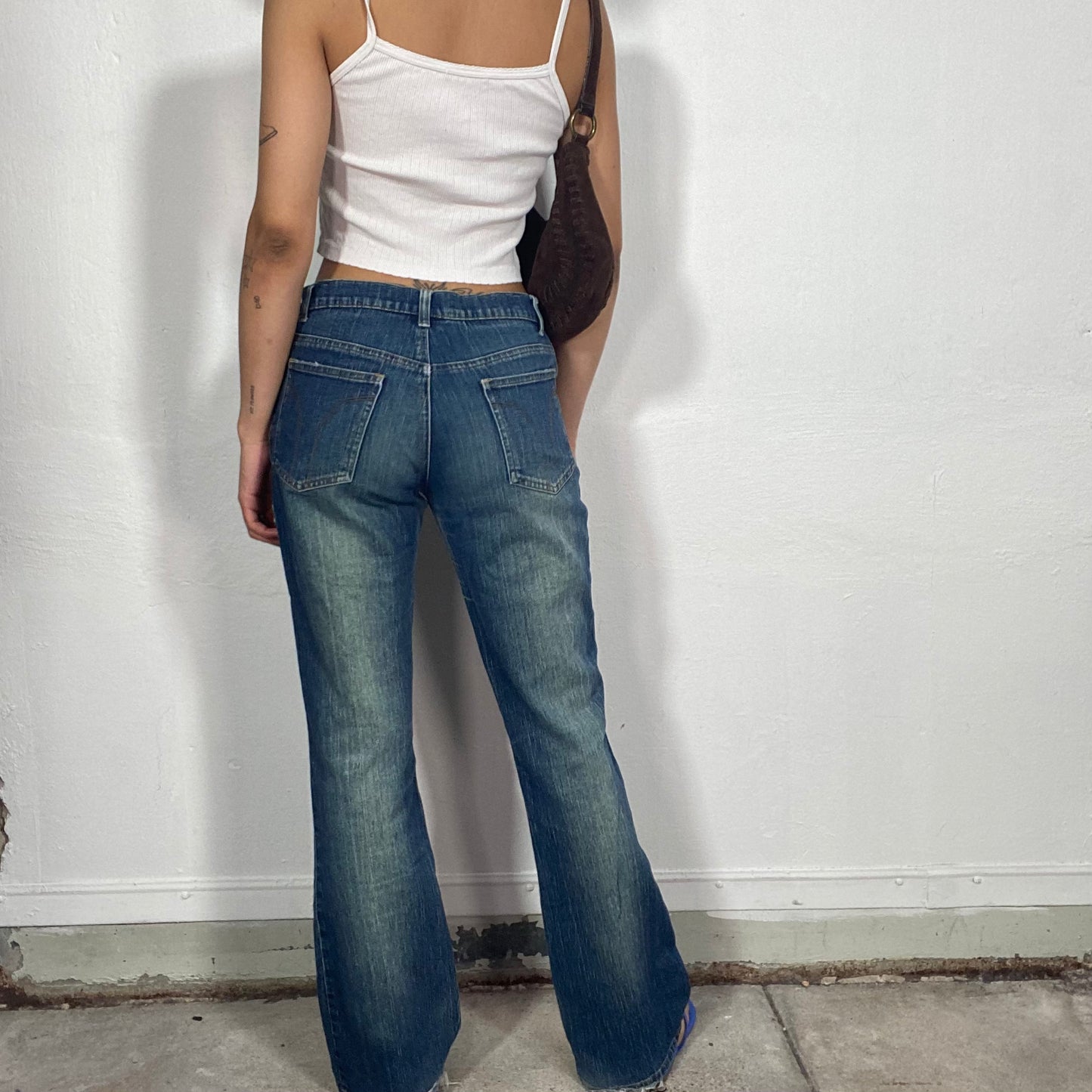 Vintage 2000's Downtown Girl Mid Wash Flared Bootcut Jeans (S/M)