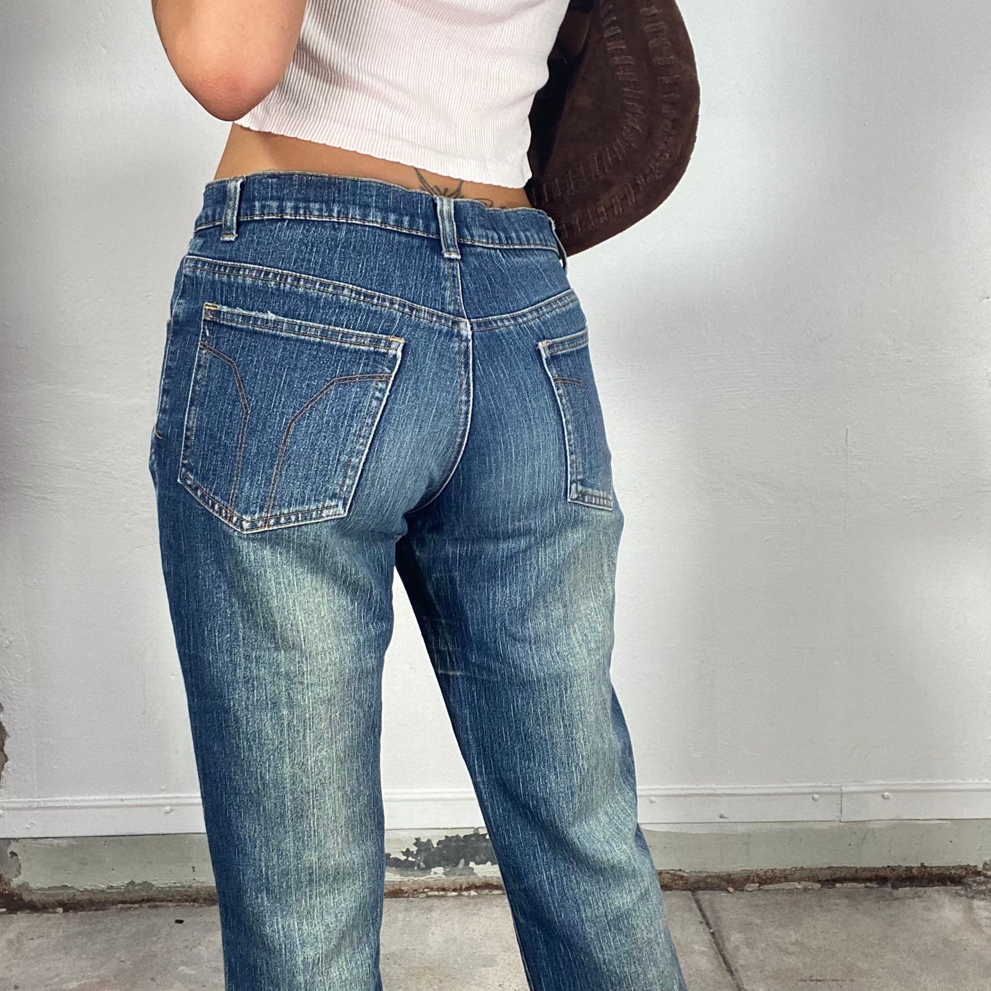 Vintage 2000's Downtown Girl Mid Wash Flared Bootcut Jeans (S/M)