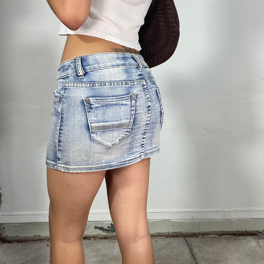 Vintage 2000's Classic Acid Wash Denim Mini Skirt (S)