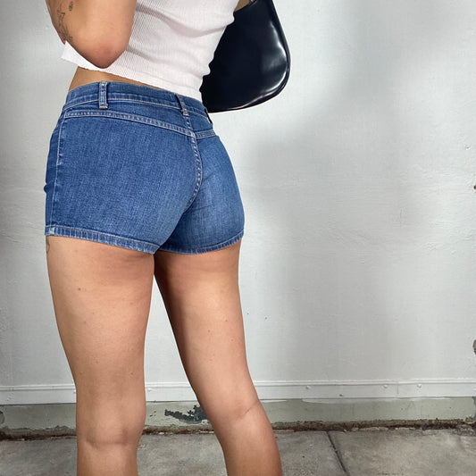 Vintage 2000's Downtown Girl Mid Wash Mini Shorts (S)