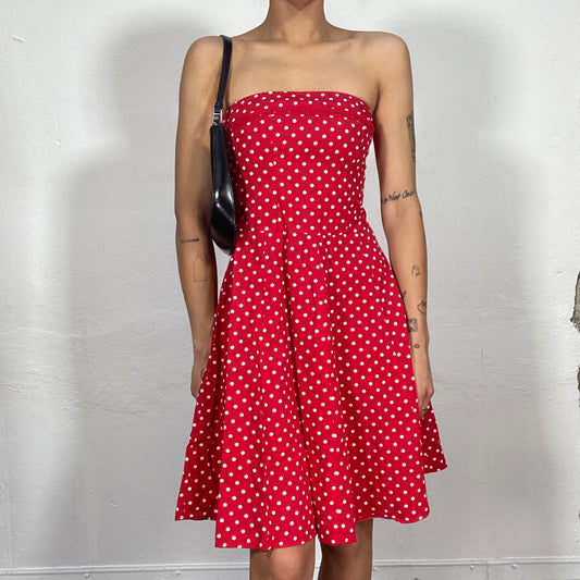 Vintage 2000's Mini Mouse Red Strapless Polka Dot Dress (S)