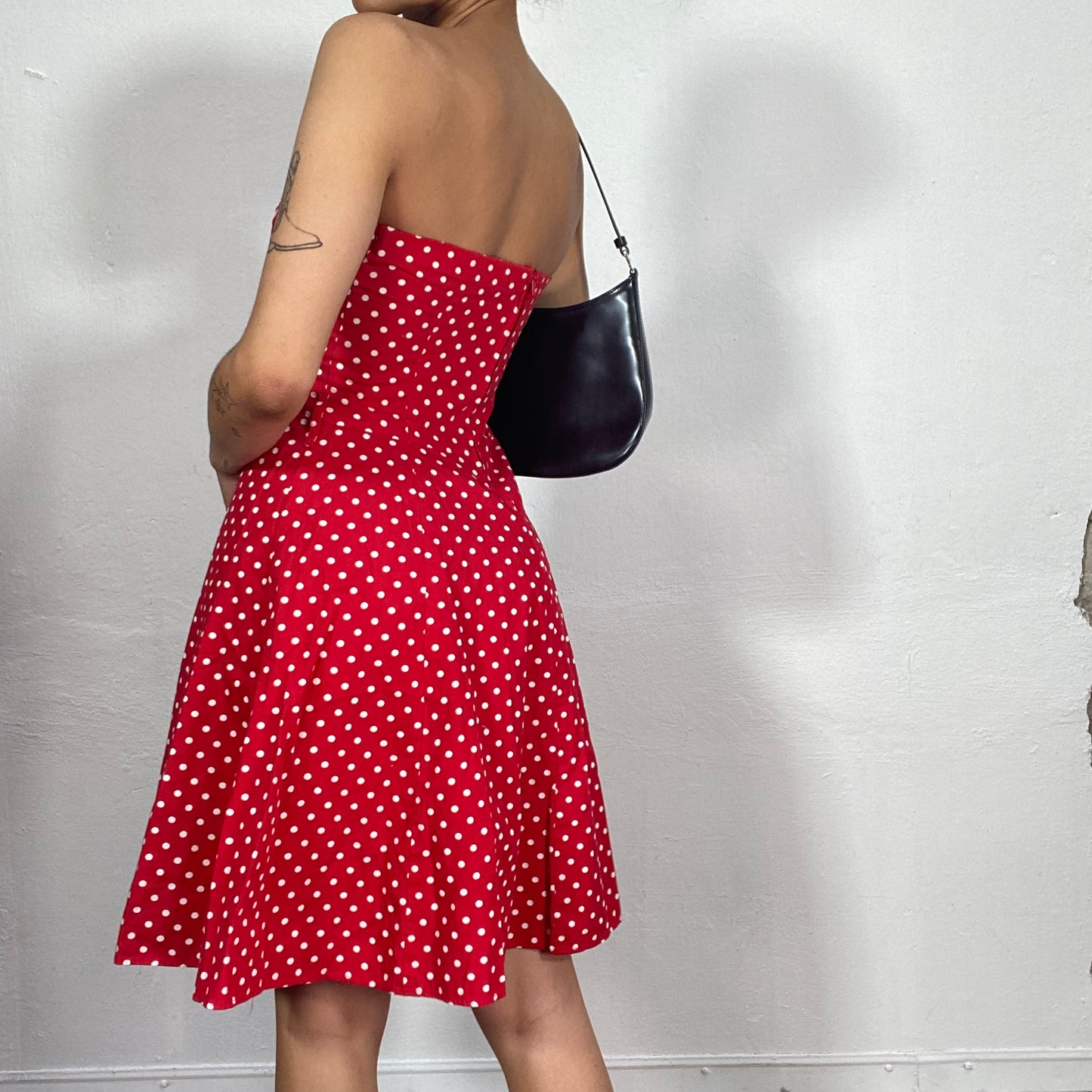 Vintage 2000's Mini Mouse Red Strapless Polka Dot Dress (S)