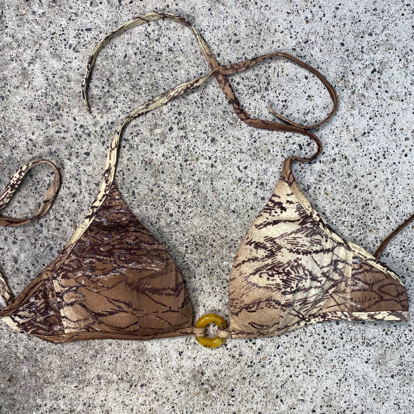 Vintage 90's Funky Brown and Beige Snake Print Bikini (XS)