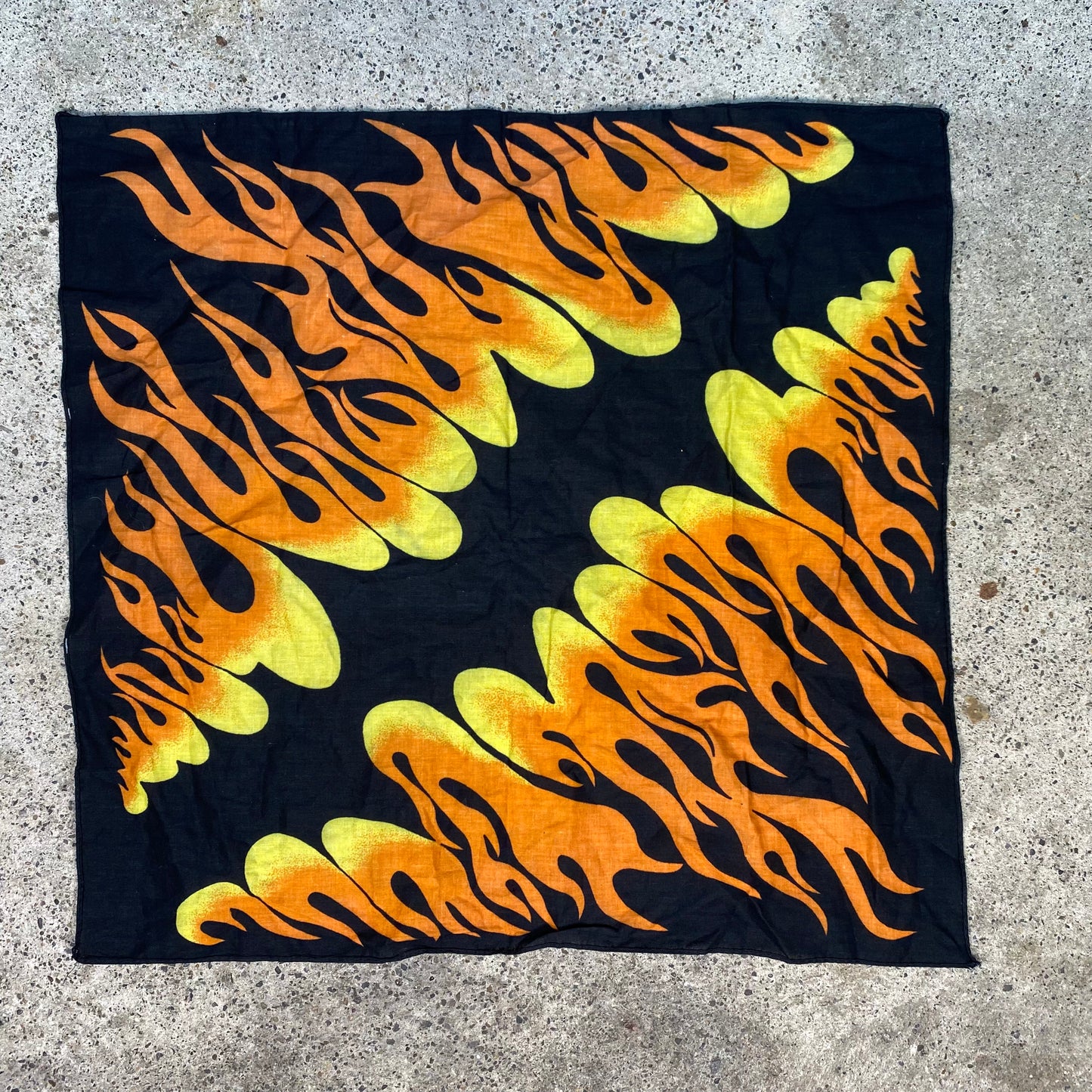 Vintage 90's Funky Black Bandana with Flame Print