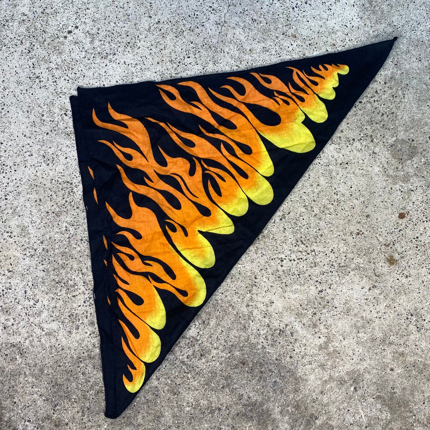 Vintage 90's Funky Black Bandana with Flame Print