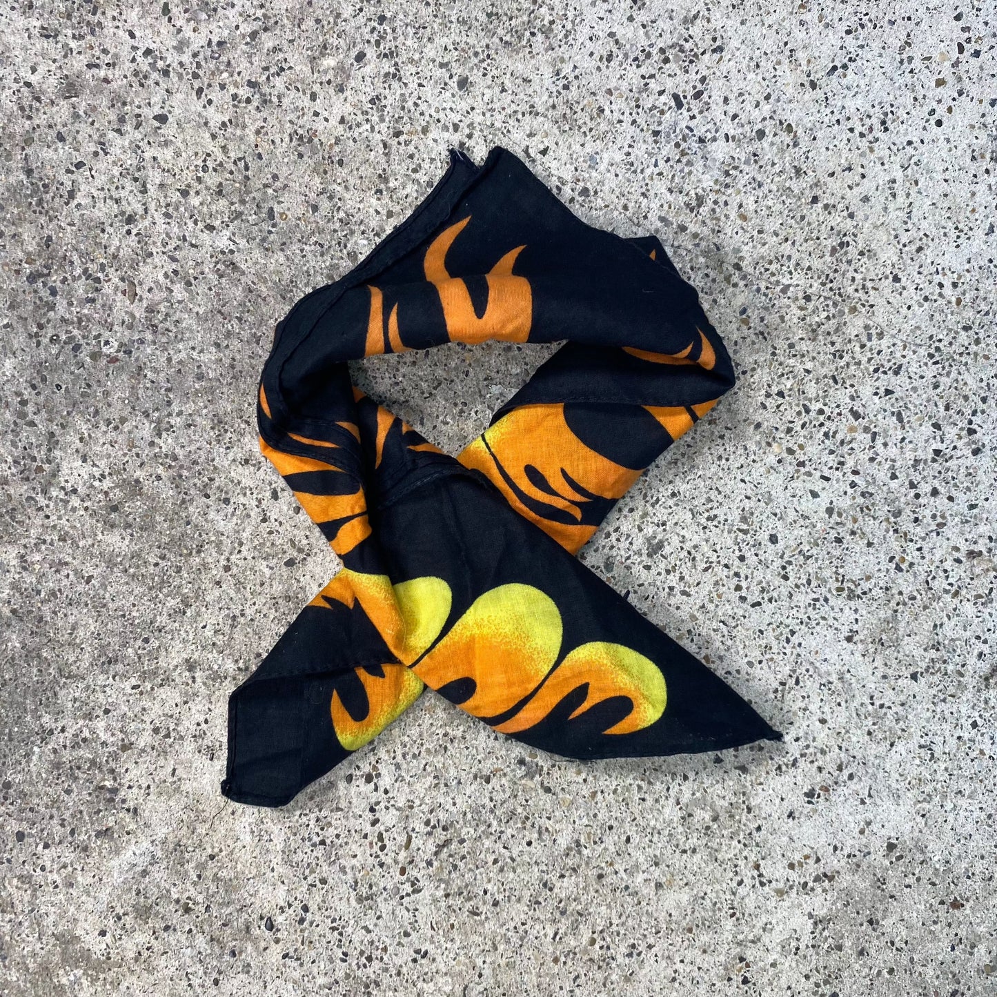 Vintage 90's Funky Black Bandana with Flame Print