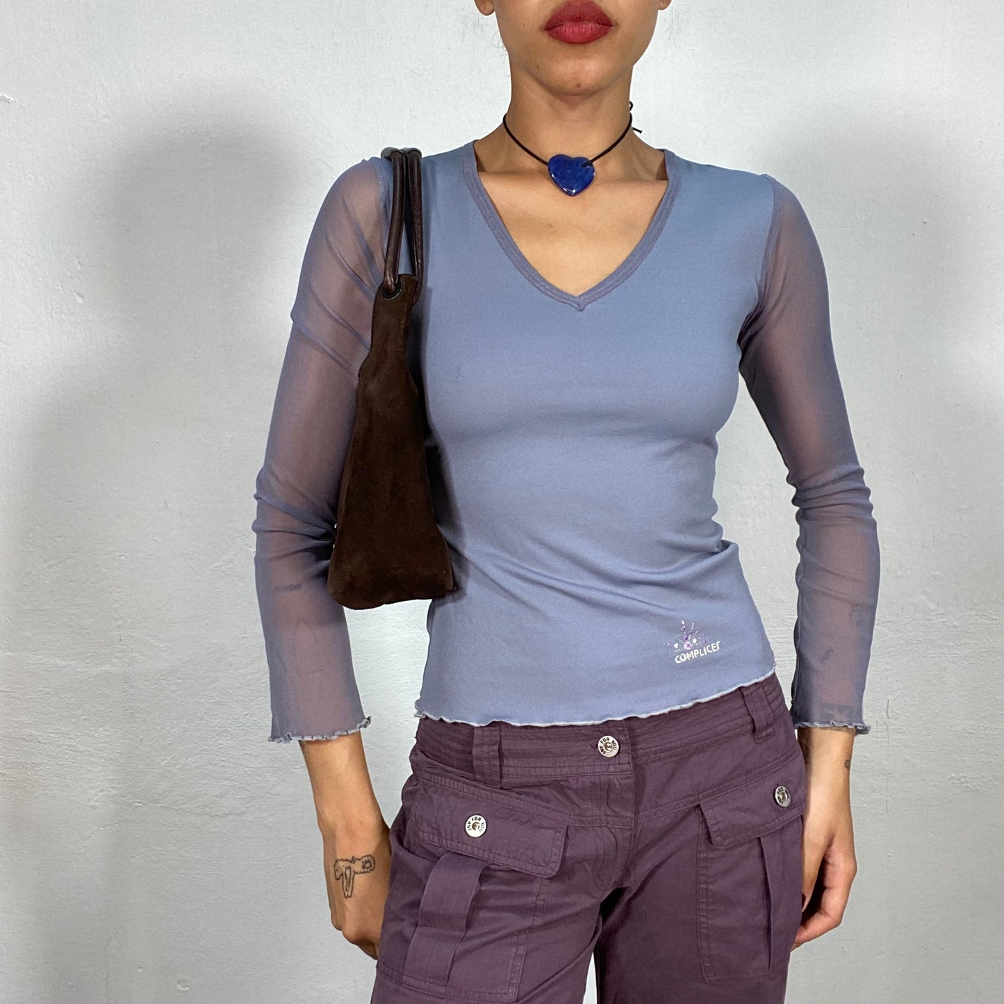 Vintage 90's Cyber Blue Mesh Longsleeve Top (S)